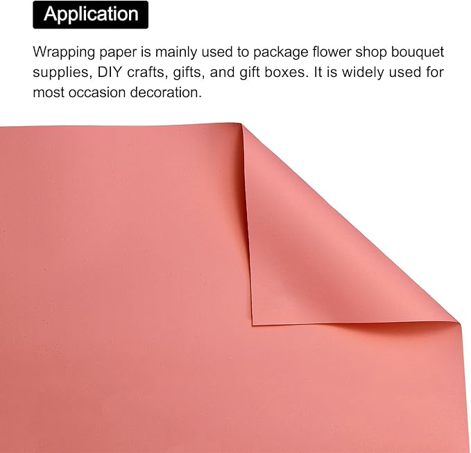 MECCANIXITY Pearlescent Film Flower Wrapping Paper 22.8x22.8 Inch Waterproof for DIY Crafts, Gift/Gift Box Packaging Watermelon Red Pack of 20