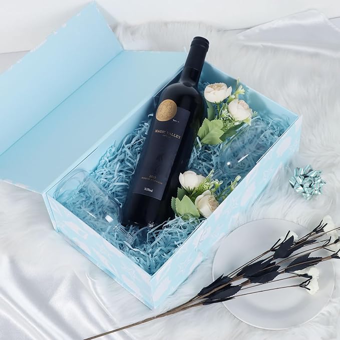 Blue Ocean Theme Gift Box with Magnetic Lids 13.8x8.3x4.4 in, Large Bridesmaid Proposal Boxes, Rectangle Wedding Decorative Storage Box 5 Pack