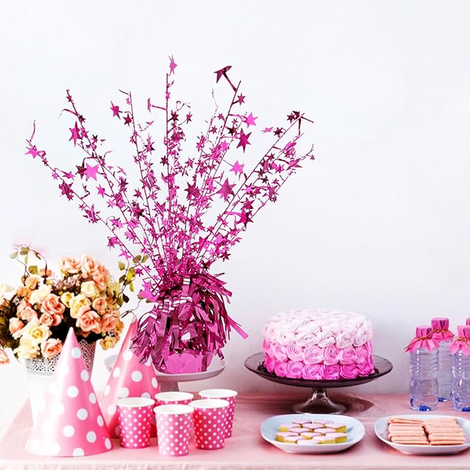ALISSAR 2-Pack Glitter Pink Star Centerpieces-Table Decorations for Home Decor Birthday Wedding Anniversary Decor (Pink)
