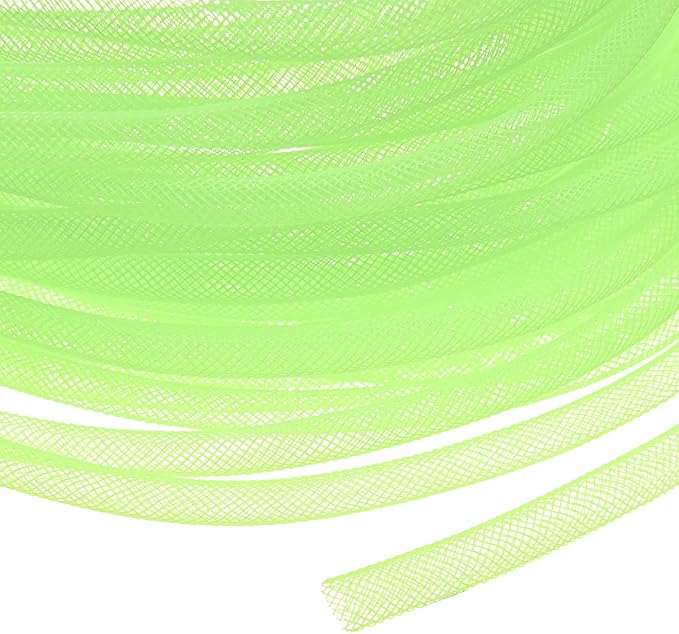 Mesh Tube Ribbon 25 Yards, 6mm Elastic Fabric Ribbons Mesh Tubing for Crafts/Gift Wrapping/Flower Bouquets/Wedding/Birthday/Holiday/Wreaths Christmas/Decoration[Light Green]