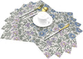 Placemats Set of 4 PVC Woven Place Mats Heat Resistant Easy to Clean for Indoor Outdoor Party Kitchen Dining Table Decoration 12"x18",Floral Pattern