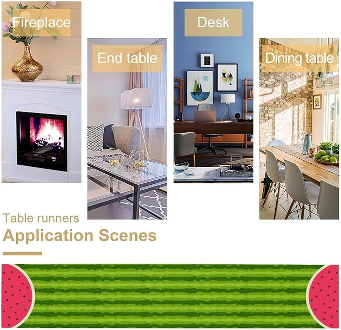 Watermelon Table Runner,Summer Fruit Tropical Birthday Party Decoration Dining Room Home Kitchen Table Decor 13 x 60Inches