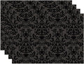 Placemats Set of 4 Vintage Black Damask Floral Dining Place Mats Linen Table Mat for Farmhouse Home Kitchen Decor 12 X 18 Inch