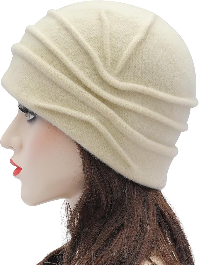 ZLYC Women Wool Cloche Bucket Hat 1920s Vintage Dress Winter Hats with Flower Accent