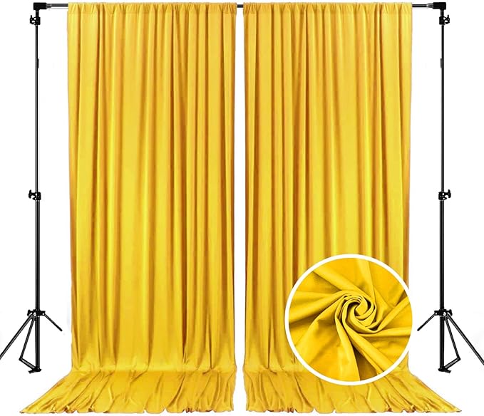 10 x 10 Feet Yellow Backdrop Curtain for Partie, Stain Background Curtains for Photoshoot, Birthday, Wedding, Halloween, Thanksgiving, Christmas, New Year Party Decorations 5Ft x 10Ft, 2 Panels