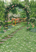 AOFOTO 5x7ft Wedding Arch Flower Photography Backdrop Romantic Garden Footpath Beautiful Spring Pergola Background Lovers Bride Girlfriend Artistic Portrait Photo Studio Props Vinyl Wallpaper Drape