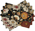 Boho Flower Placemats, Colorful Bohemian Floral Place Mat Set of 4,Wildflower Summer Table Mats for Party Kitchen Dining Decoration 4 PCS, Style-10