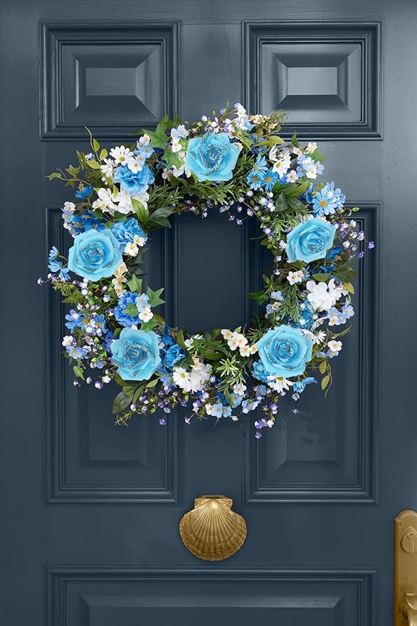 Light Blue Glitter Roses 100pcs Blue Foam Roses 2.56" Glitter Flowers Fake Roses for Baby Shower Centerpieces Faux Floral Arrangement Wedding Cake Flowers Decorations (Light Blue)