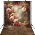 Mocsicka Abstract Floral Backdrop for Photography Retro Brown and Pink Spring Watercolor Painting Floral Background Newborn Baby Shower Pregnancy Photos Portrait Decoration Backdrop
