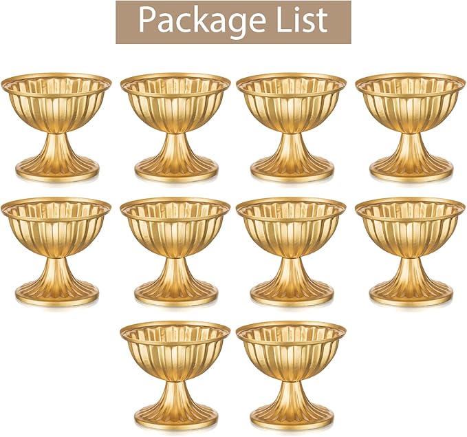 Sziqiqi Gold Flower Arrangement Pots for Centerpiece Table Decorations Metal Vase Urn Planter Decor for Home Wedding Party Christmas (3.7IN-10PCS, Gold)
