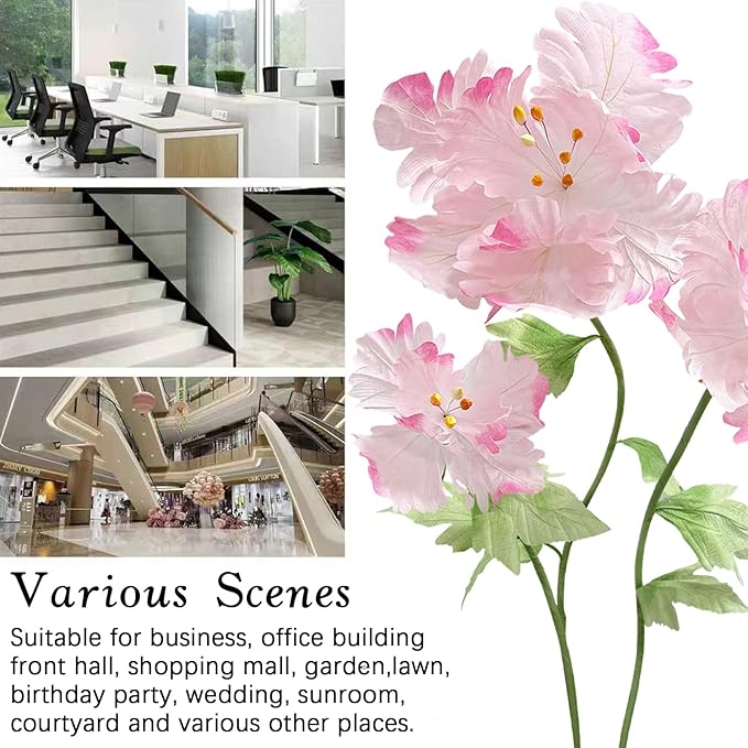 Giant Paper Flowers for Decoration, Elegant Huge Artificial Flower Big Decorative Handcrafted Wedding Banquet Background Party Baby Shower Photography Props Shop Window Display Home Decor, Light Pink