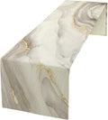 White Grey Marble Table Runner Abstract Modern Luxury Ink Texture Gold Veins Dinner Runner Table Decoration for Home Kitchen Dining Holiday Party 13x108in