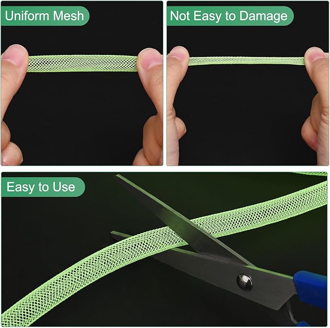 Mesh Tube Ribbon 25 Yards, 8mm Elastic Fabric Ribbons Mesh Tubing for Crafts/Gift Wrapping/Flower Bouquets/Wedding/Birthday/Holiday/Wreaths Christmas/Decoration[Light Green]