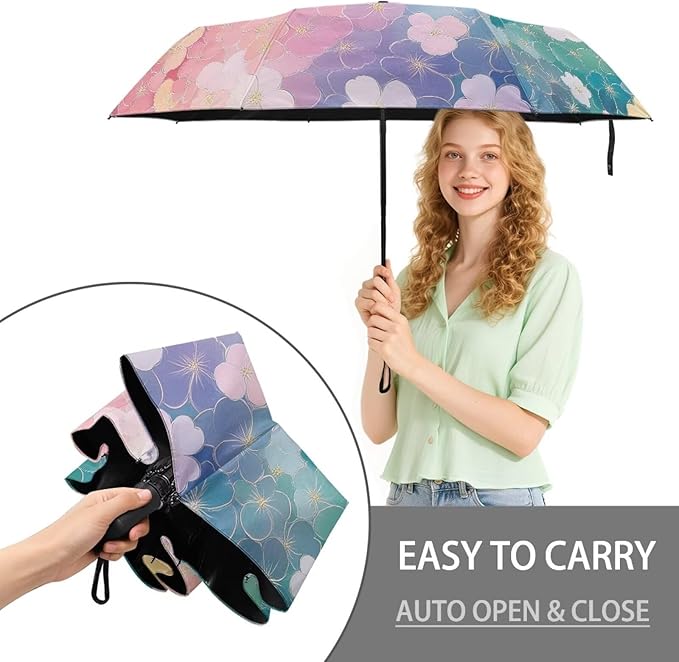 Umbrellas for Rain Lightweight Travel Umbrella 42" Canopy UV Protection Sun Umbrella Windproof Compact Umbrellas
