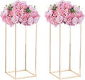 Nuptio Gold Vase for Wedding Centerpieces with Acrylic Panel - 2 Pcs 23⅝ inch Tall Vases Centerpiece for Tables Home Party Decorations