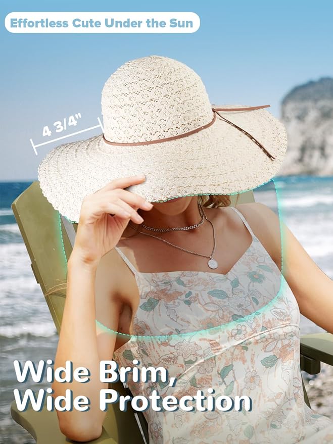 Sun Beach Hats Women Floppy Summer Sunhat with Wide Brim Packable Foldable Travel Accessories