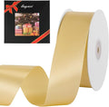 LIUYAXI 1-1/2 Inches 50 Yards Champagne Satin Ribbon, Solid Fabric Ribbon Roll for Flower Bouquets, Gift Wrapping, Wedding, Handmade Crafts