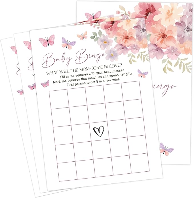 Baby in Bloom Baby Shower Games, Floral Baby Bingo Game for 30 Guests with Game Cards, Gender Reveal, Baby Shower Supplies & Decorations (DV23)