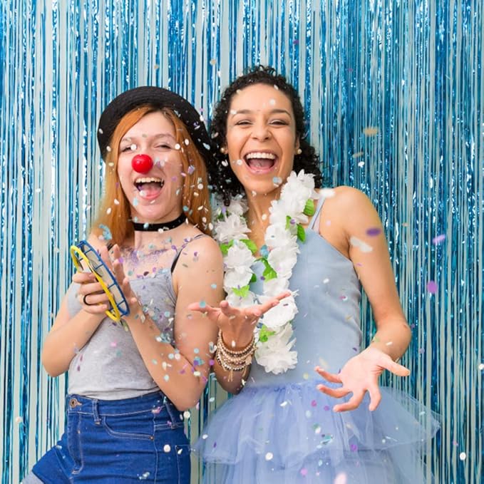 3 Pack Blue Backdrop Party Streamers Ocean Themed Decor Birthday Party Decorations Foil Fringe Backdrop Curtain Graduation Baby Shower Bachelorette Winter Holiday Party Decorations Supplies