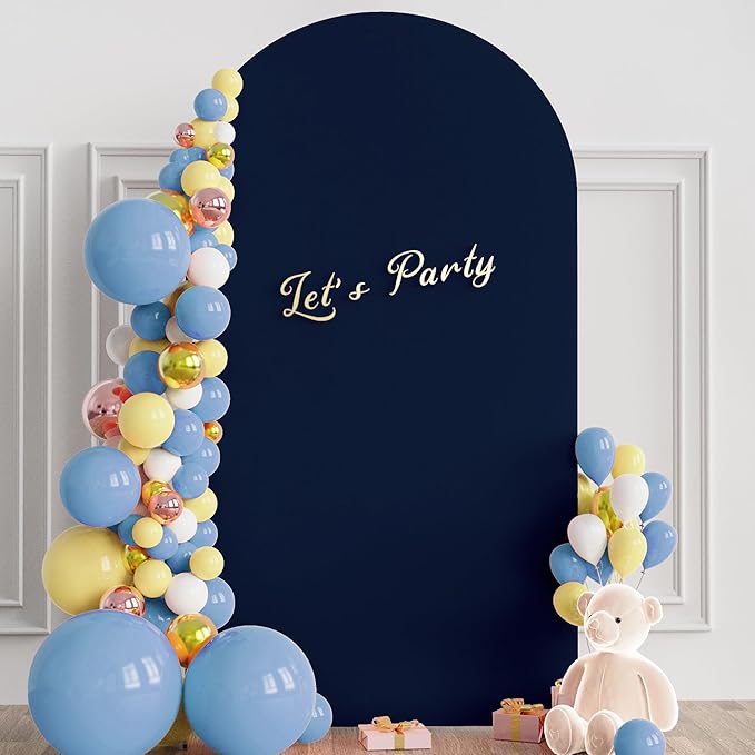 Wokceer 7.2FT Wedding Arch Cover Spandex Fitted Wedding Arch Stand Covers Round Top Navy Blue Chiara Arch Cover for Birthday Party Ceremony Banquet Decoration
