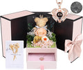 Gifts for Mom Grandma Christmas Birthday Preserved Flowers Roses with Heart Necklace Fresh Flowers for delivery Prime Eternal Forever Flower Box Xmas Gifts for Women Mother Her Wife from Daughter