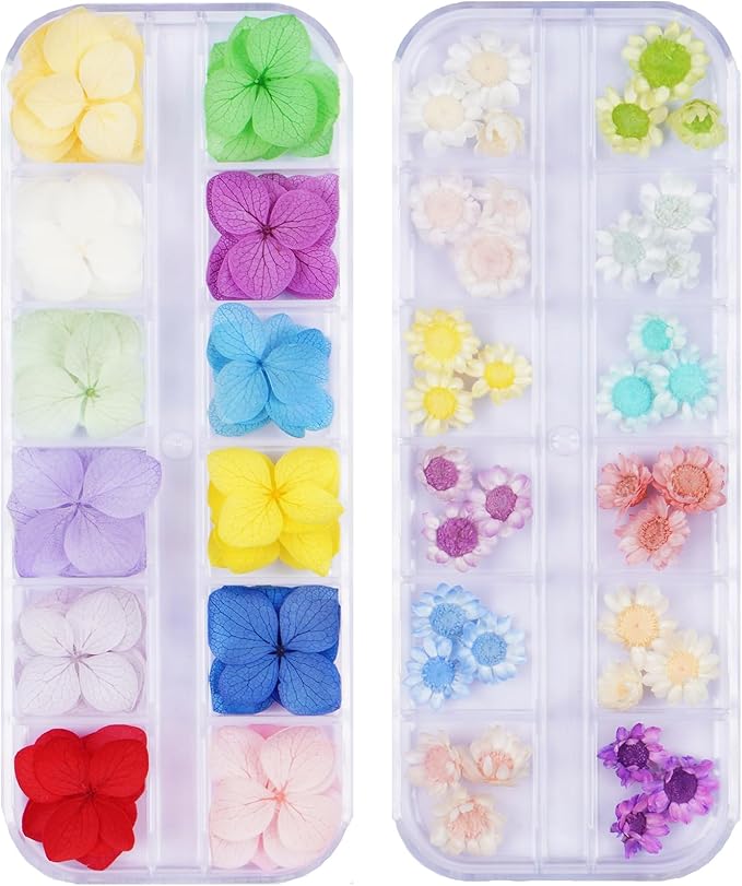 96Pcs Small Dried Pressed Flowers for Crafts,Xinxinran Tiny Dry Flower Kit for Nail Art,Epoxy Resin Accessories,Bookmark,Nails, Jewelry Making,Candle,Soap,Resin Molds(2 Boxs)