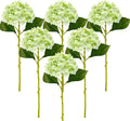 Fake Hydrangea Artificial Flowers with Stems 6 PCS 19.3" Latex Faux Hydrangea Flowers Bulk Real Touch for Vase Indoor Home Decoration Wedding Centerpieces Arrangements (Light Green)