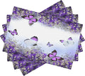 Purple Butterfly Flowers Placemats Set of 4,Spring Summer Flower Place Mats Washable for Kitchen Dining Table Heat Resistant Decorative Colth Table Mats 4 PCS, Style-1