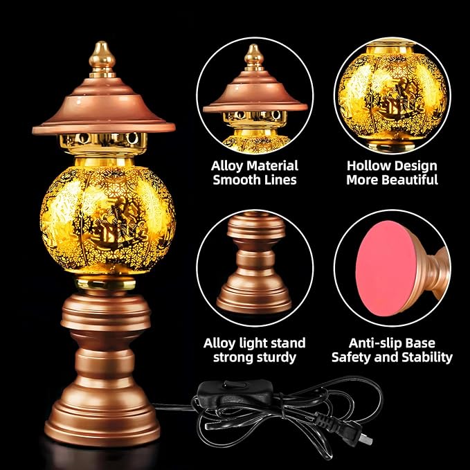 11inch LED Lotus Flower Lamp - 7 Color Changing Buddhist Light for Meditation, Wealth Attraction & Home Decor - Adjustable Brightness with Switch - Perfect for Buddhist Occasions & Supplies