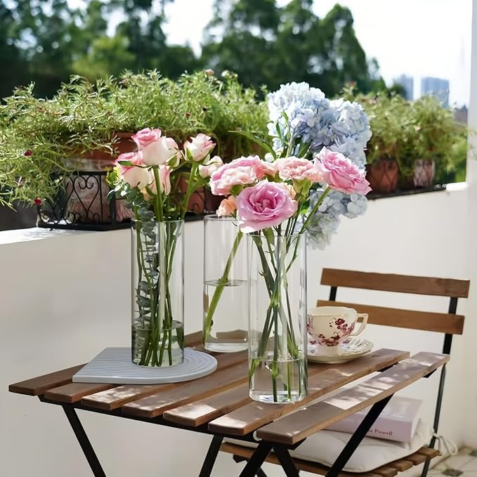 Olrla 2 Sets Tall Transparent Acrylic Flower Vase Height 15.75'', Shatter-Proof Clear Cylinder Vase for Tall Branches Flowers