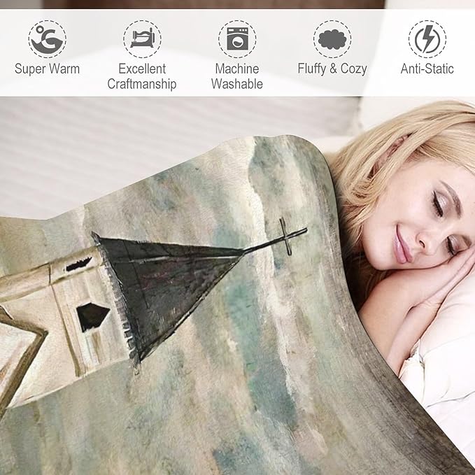 Christian Church Blanket Religious Gifts for Women Men Christian Throw Blanket for Kids Adults Soft Warm Cozy Fleece Blanket for Couch Sofa Bed 50"x60"