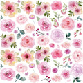 Floral Wall Decals Peel and Stick | 60PCS Watercolor Peony Flower & Leaves Stickers | Removable Vinyl Wall Art for Girls Bedroom, Nursery, Living Room | Pastel Home Decor