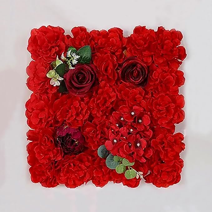 Flower Wall Backdrop, 12PCS 10.6"-15.7" Artificial Flower Wall Panel with Various Styles, 3D Floral Wall Decor for Wedding Photo Background Festive Party Home Decoration (L023, 15 * 15in)