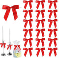 50 PCS Red Twist Tie Bows 2.5" Satin Ribbon Bows Decor for Gift Wrapping Craft Treat Bags Cake Pop Basket, Wedding Baby Shower Birthday Party Favors