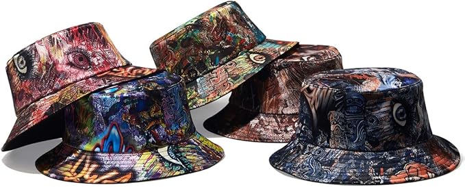 Quanhaigou Bucket Hat for Men Women,Packable Reversible Printed Sun Hats,Fisherman Outdoor Summer Travel Hiking Beach Caps