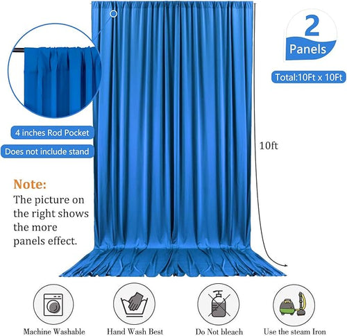 10 x 10 Feet Blue Backdrop Curtain for Partie, Background Curtains for Photoshoot, Birthday, Wedding, Halloween, Thanksgiving, Christmas, New Year Party Decorations 5Ft x 10Ft, 2 Panels