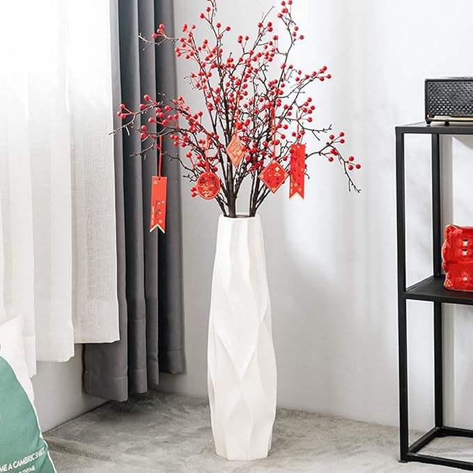 Floor Vase, GDSZJLJ 28 Inches Tall Ceramic White Large Decorative Vases for Modern Home Decor, Living Room, Minimalist Style Flower Vase for Pampas Grass, Flowers, Twigs, Office, Bedroom Décor