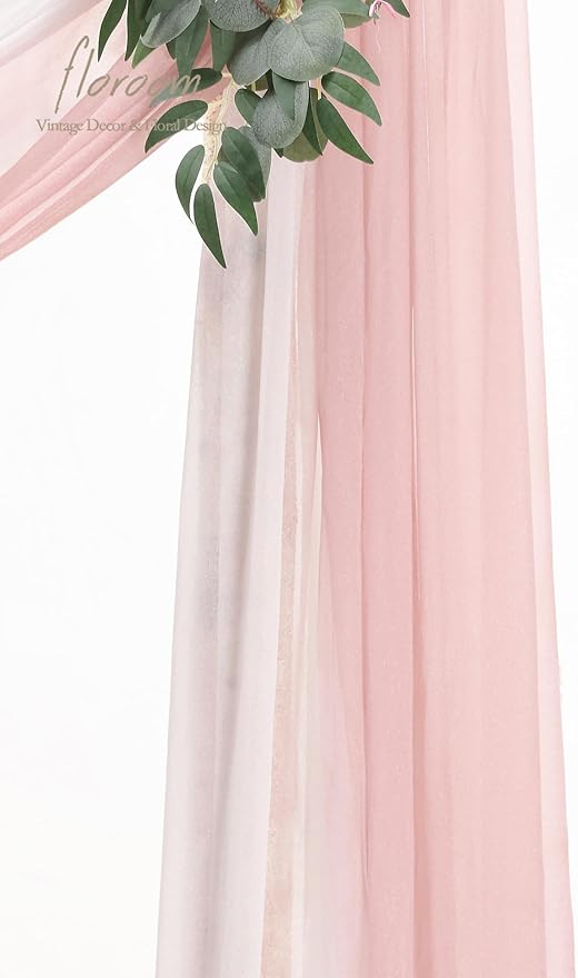 Floroom Arch Flowers with Drapes Kit (Pack of 4) - 2pcs Artificial Marsala & Champagne Floral Swag Arrangement with 2pcs Draping Fabric for Wedding Ceremony Arbor and Reception Backdrop Decoration