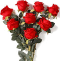 8PCS Artificial Silk Roses in Bulk & Bouquet Long Stem – Realistic Fake Roses for Wedding Centerpieces, Home Decor, Floral Arrangements, Party Decoration (Red)