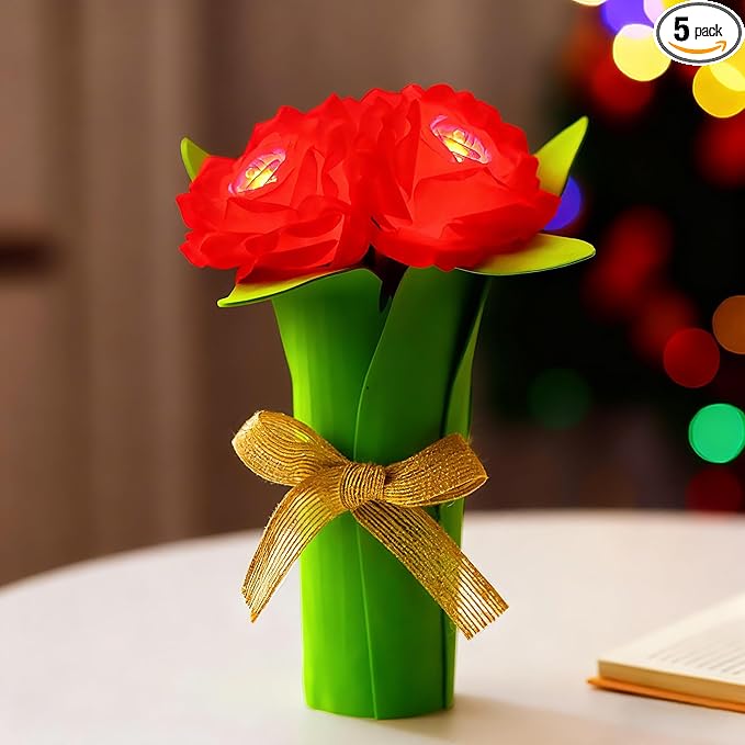 Red Rose Flower Night Light Gifts for Womens, Christmas Day Gifts for Mom Women Wife Friends Her Christmas Anniversary Birthday Gift, Perfect Ideal for Bedroom Ambiance Coffee Shop