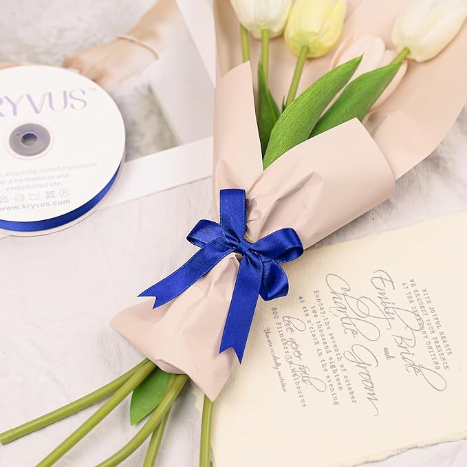 Royal Blue Satin Ribbon, Double Faced 5/8 Inch X 50 Yards Royal Blue Ribbon, Premium Satin Ribbon for Gift Wrapping, Crafts, Hair Bow Making, Sewing, Flower Bouquet, Wedding Party Decor