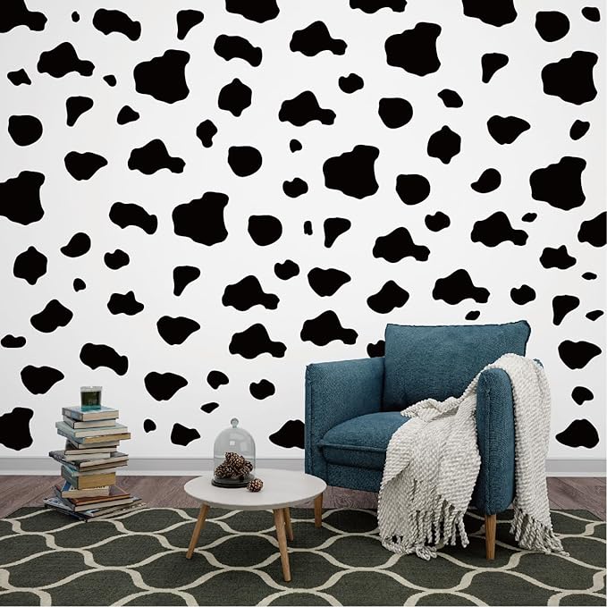 AOWDIAO 280 Pieces Cow Print Stickers Peel and Stick Vinyl Decals for Wall, Car, Laptop, Water Bottle & Home Decor