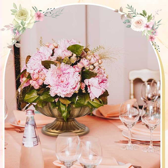 4 Pcs Metal Compote Bowl for Centerpiece Flower Holder Small Compote Vase Indoor Outdoor Flowers Fruits Plant for Christmas Wedding Home Party Decoration (Medium,Gold Bronze)