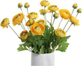 Artificial Silk Flowers Persian Buttercup Heavy Color Ranunculus Flower 5 Pcs,Suitable for core Decoration,Wedding Floral Creation,Flower Arrangement DIY Project,Interior Decor（Yellow）