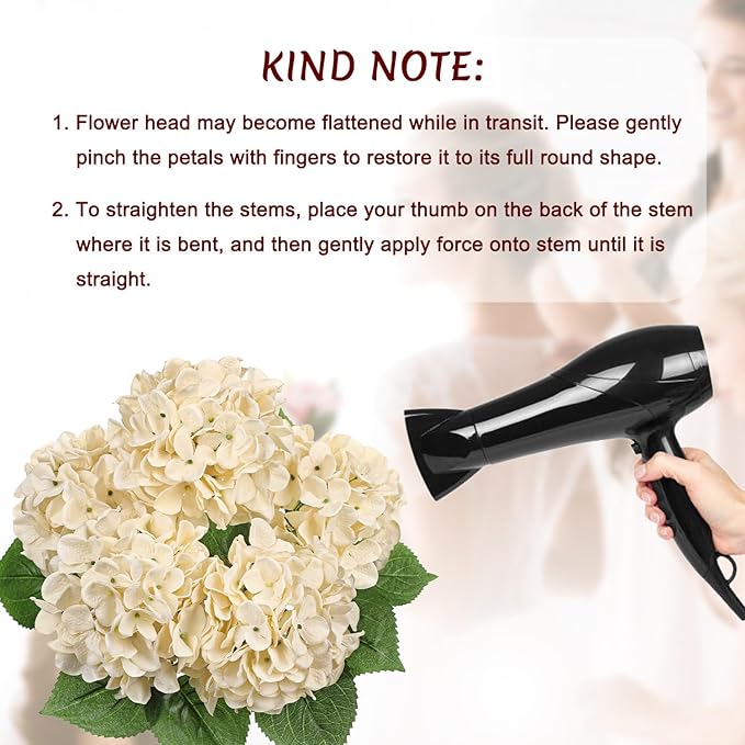 Hollyone Beige Hydrangea Artificial Flowers Large Artificial Hydrangeas Silk Flowers for Home Decor Indoor Wedding Flowers Bouquets Faux Flowers Kitchen Centerpiece Table Decorations