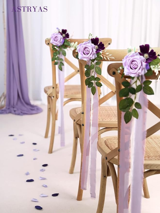 ASTRYAS Artificial Flowers Combo Purple Flowers Mix Silk Flowers Peony Dahlia Roses with Stems for DIY Bridal Wedding Shower Decorations Faux Floral Arrangements Party Centerpieces Home Decor Indoor