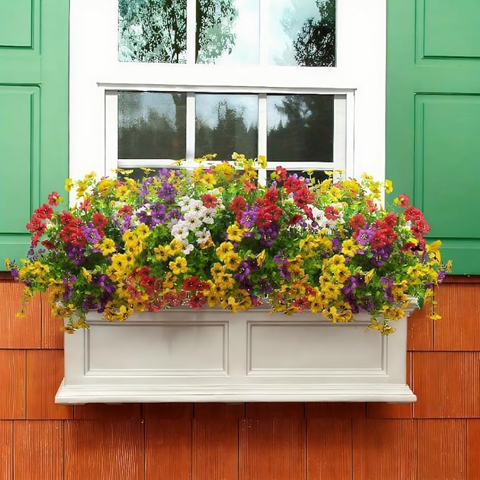 Artificial Flowers for Outdoors - UV Resistant & Fade-Resistant Fake Flowers, 10 Bundles Waterproof Faux Flowers for Garden, Yard, Patio, Wedding & Home Decor 10 Mixed Bundles