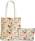 Flower Plant Lover Gifts for Women Canvas Tote Bag with Makeup Bag Cosmetic Bags Grocery Bags for Shopping Christmas