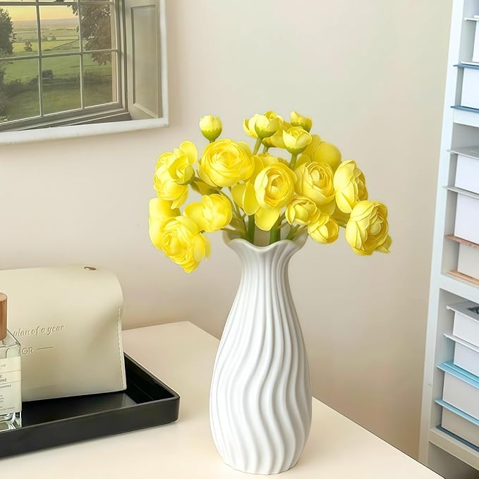 ASTRYAS 18Pcs Ranunculus Artificial Flowers, Yellow Faux Silk Mini Peony Flowers Fake Peonies Wedding Flowers DIY Bouquet for Centerpieces Arrangements Bridal Shower Decorations