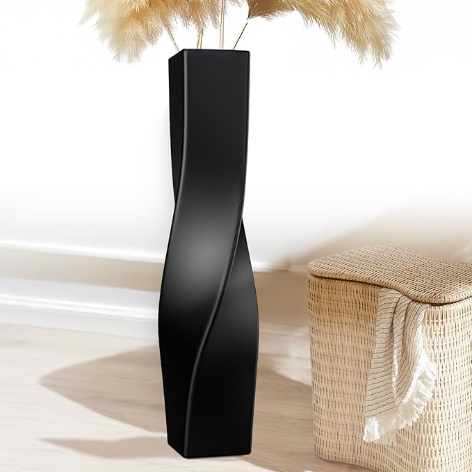 Tall Vase On Floor, 27.56" Twisted Geometric Flower Vase for Home, Living Room, Flower Centerpieces, Shelf, Table, Decor, Creative Unique Decorative Vases